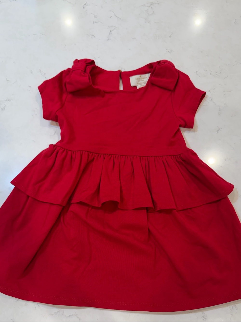 kate spade Girls Red Tiered Dress with Bow Accent